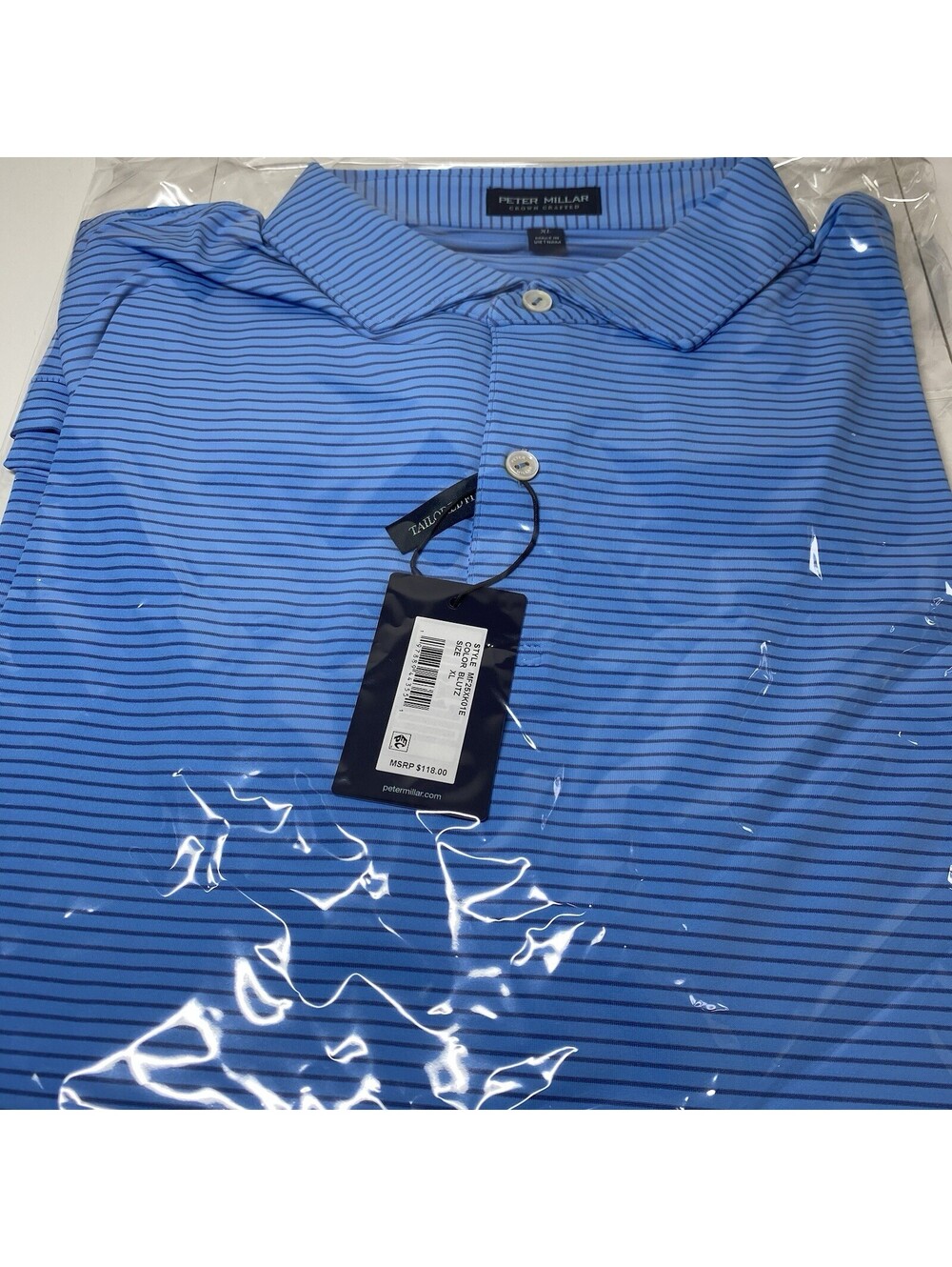 Peter Millar Crown Crafted Blue Striped Button Shirt XL NWT